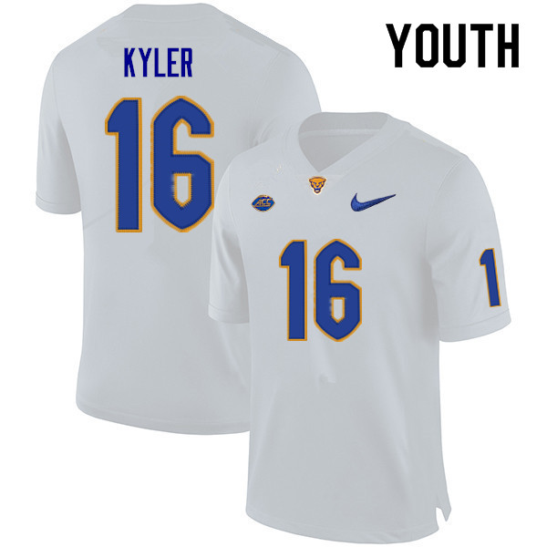 Youth #16 Derek Kyler Pitt Panthers College Football Jerseys Sale-White